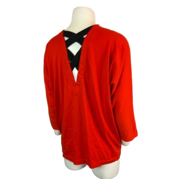 1980s Cutout Back Gothic Long Sleeve Oversized Sweater Shirt / Women’s Small * - Picture 4 of 4
